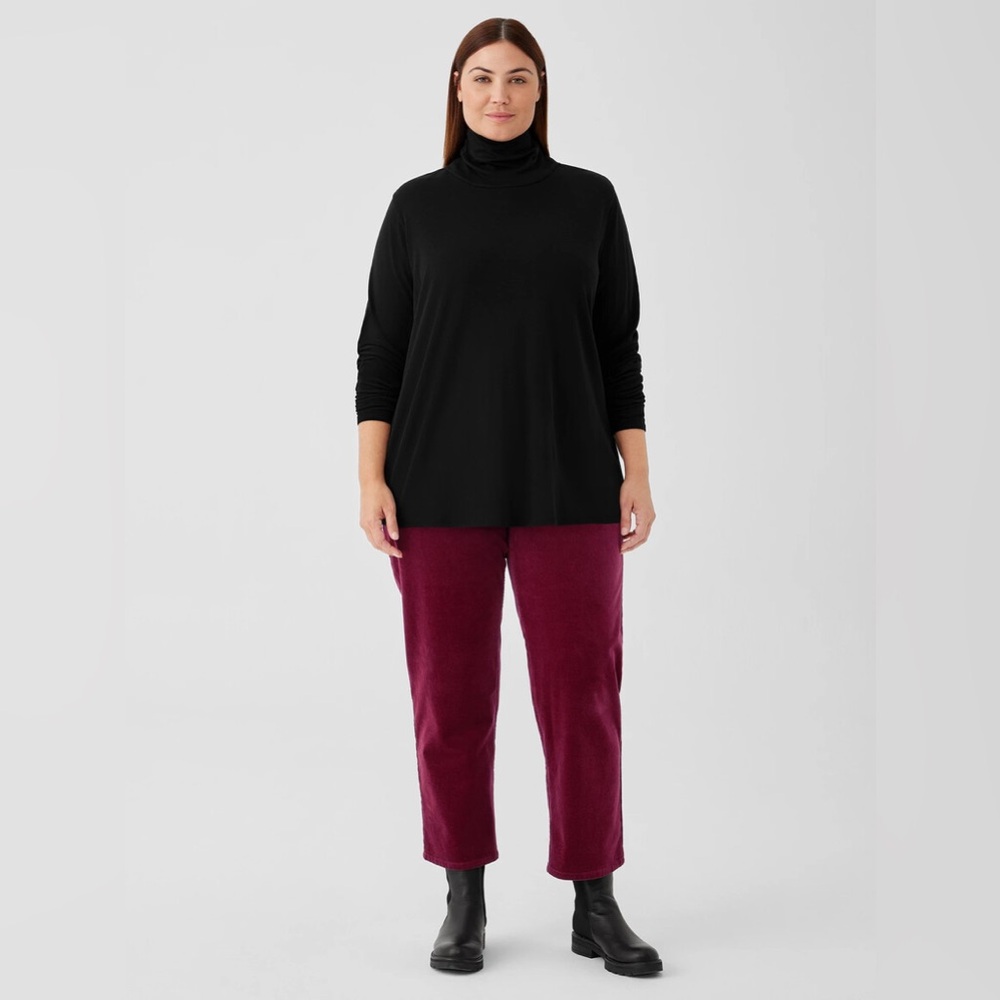 NWT Eileen Fisher Ribbed Pima Turtleneck Black 2X